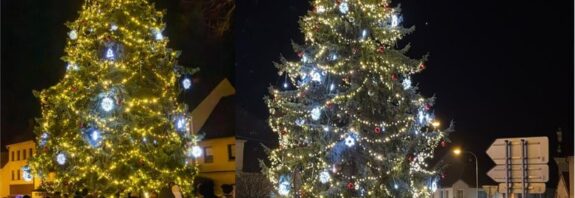 Benátky nad Jizerou, zleva - vánoční strom Husovo náměstí, vánoční strom Na Burze, Foto: Zuzana Kodrlová Zelenková