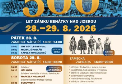 Benátky nad Jizerou oslaví 500 let zámku. Na Zámeckých slavnostech bude Jiří Korn, Petra Nagy i Beatles Revival